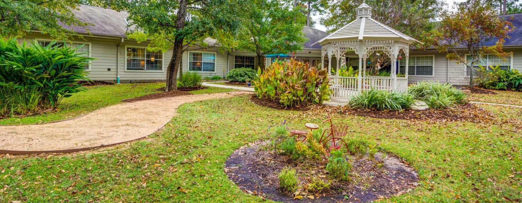 garden pathway with gazebo