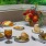 a table set with food and drinks
